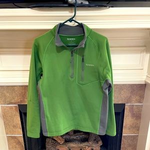 Simms 1/4 Zip Pullover Green/Gray Sz Medium